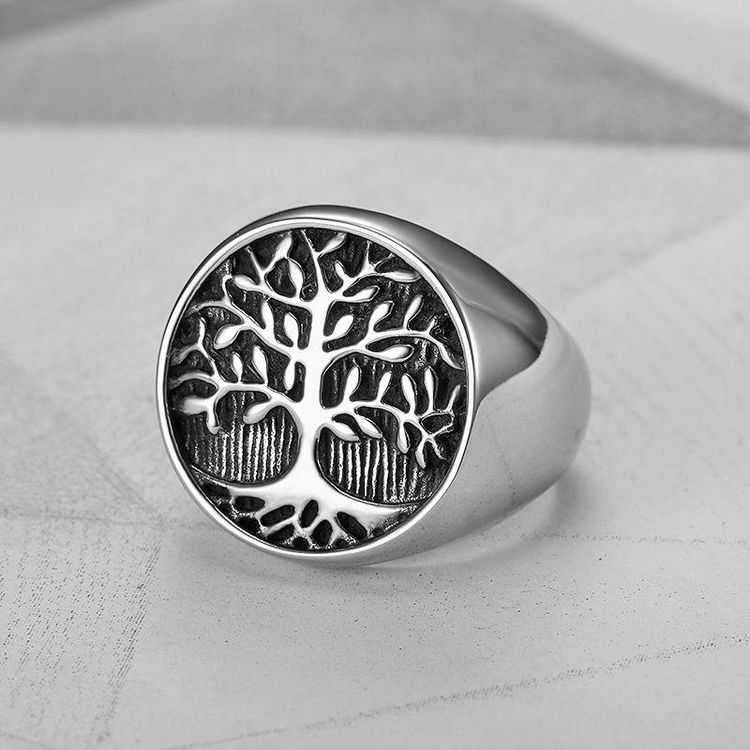 Creative Tree of Life Ring Titanium Steel Cast Men's Ring | EaseWholesale 3