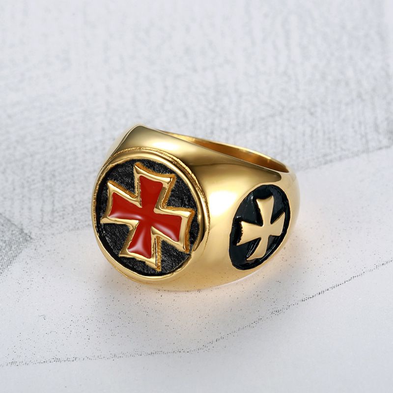 Wholesale Vintage Red Cross Men's Stainless Steel Ring  | EaseWholesale 1 Wholesale Vintage Red Cross Men's Stainless Steel Ring  | EaseWholesale 1