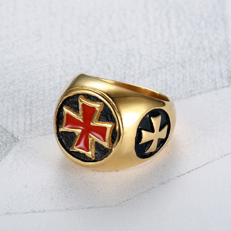Wholesale Vintage Red Cross Men's Stainless Steel Ring  | EaseWholesale 1 Wholesale Vintage Red Cross Men's Stainless Steel Ring  | EaseWholesale 1