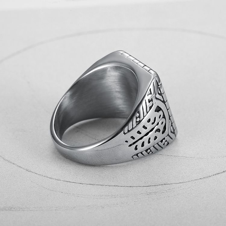 Vintage Creative Text Square Men's Titanium Rings | EaseWholesale 4 Vintage Creative Text Square Men's Titanium Rings | EaseWholesale 4