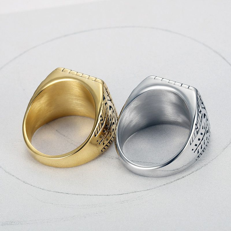Vintage Creative Text Square Men's Titanium Rings | EaseWholesale 8 Vintage Creative Text Square Men's Titanium Rings | EaseWholesale 8