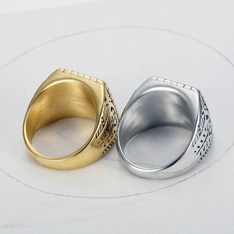 Vintage Creative Text Square Men's Titanium Rings | EaseWholesale 8 Vintage Creative Text Square Men's Titanium Rings | EaseWholesale 8