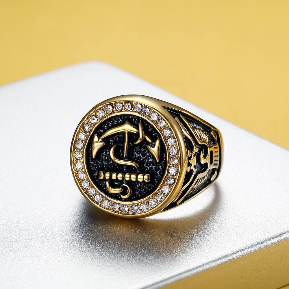 Bully Men's Zirconia Anchor Titanium Ring Wholesale | EaseWholesale 1 Bully Men's Zirconia Anchor Titanium Ring Wholesale | EaseWholesale 1