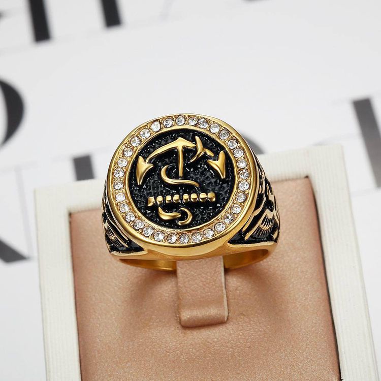 Bully Men's Zirconia Anchor Titanium Ring Wholesale | EaseWholesale 2 Bully Men's Zirconia Anchor Titanium Ring Wholesale | EaseWholesale 2