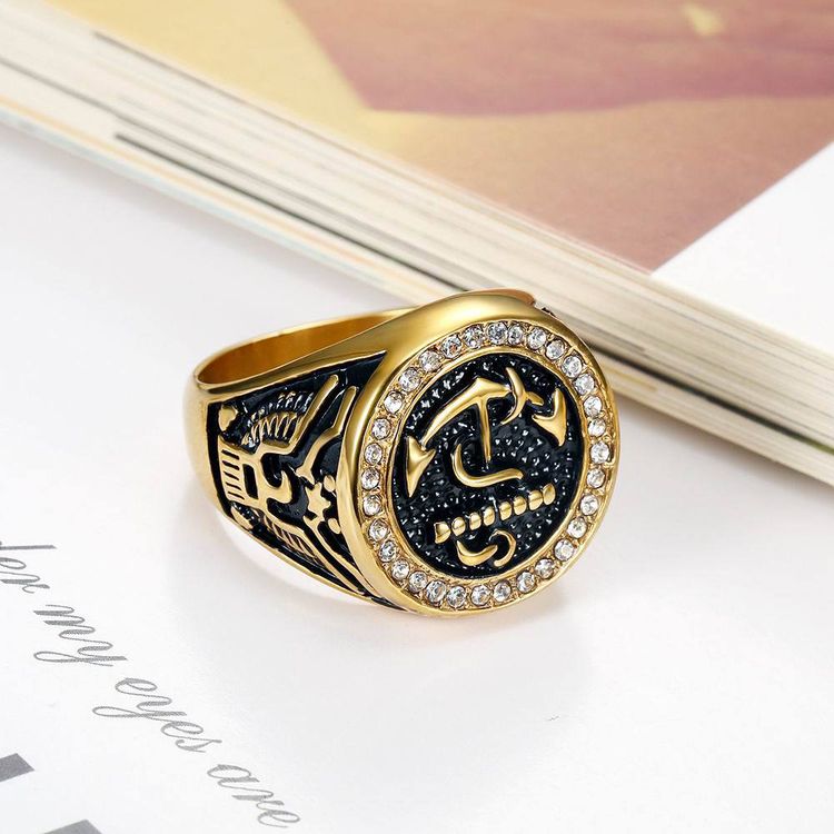 Bully Men's Zirconia Anchor Titanium Ring Wholesale | EaseWholesale 3 Bully Men's Zirconia Anchor Titanium Ring Wholesale | EaseWholesale 3