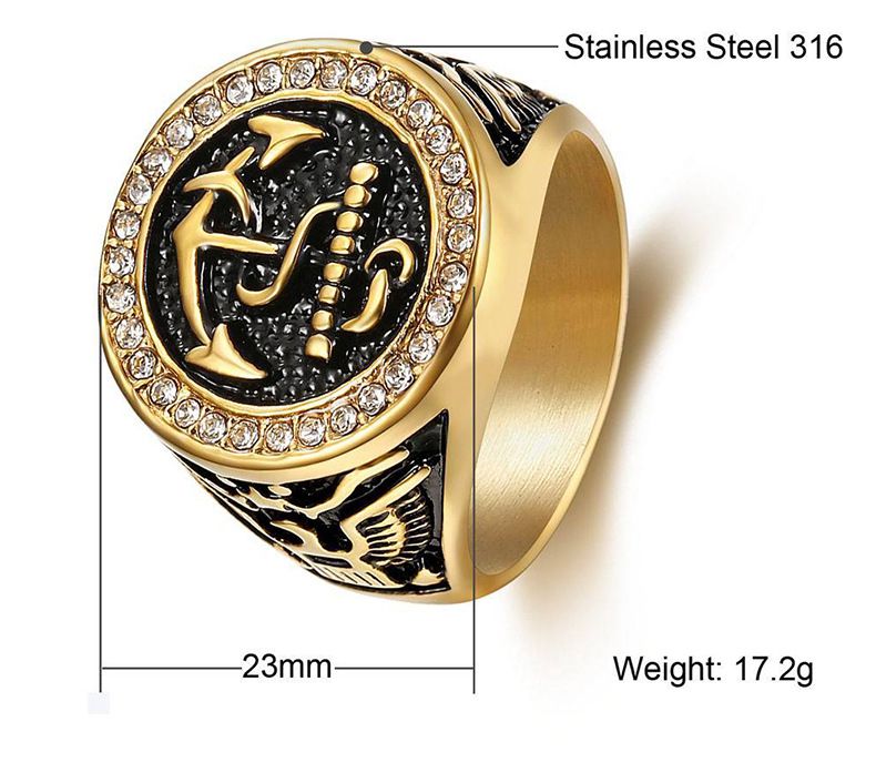 Bully Men's Zirconia Anchor Titanium Ring Wholesale | EaseWholesale 4 Bully Men's Zirconia Anchor Titanium Ring Wholesale | EaseWholesale 4