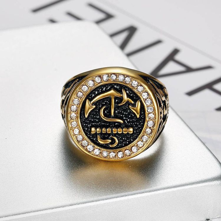 Bully Men's Zirconia Anchor Titanium Ring Wholesale | EaseWholesale 5 Bully Men's Zirconia Anchor Titanium Ring Wholesale | EaseWholesale 5