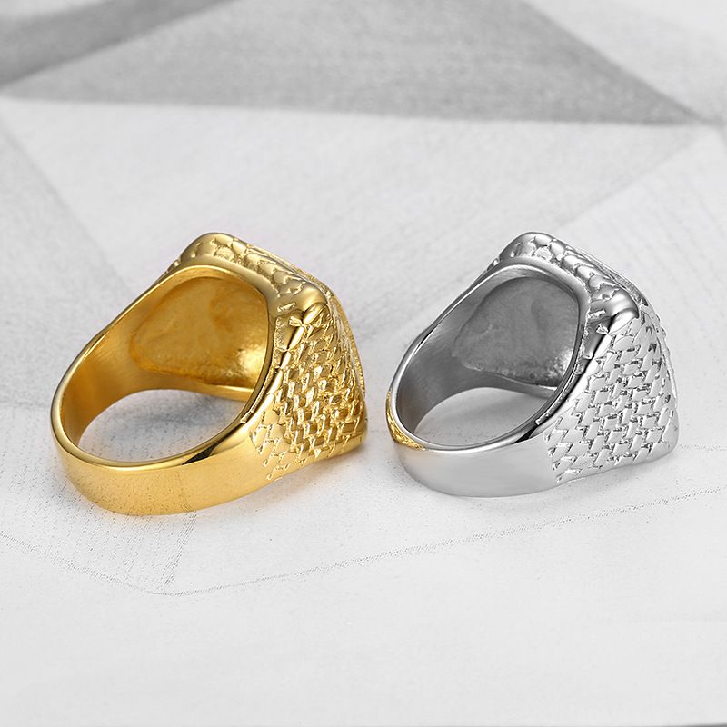 Retro Zirconia Men's Stainless Steel Square Hip Hop Ring | EaseWholesale 6