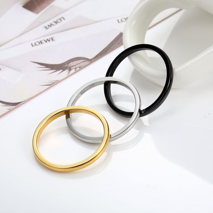 Wholesale Stylish Simple Thin Glossy Stainless Steel Women's Ring | EaseWholesale 1