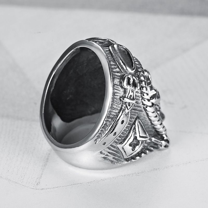 Vintage Pilot Skull Ring Titanium Steel Men's Ring | EaseWholesale 2 Vintage Pilot Skull Ring Titanium Steel Men's Ring | EaseWholesale 2