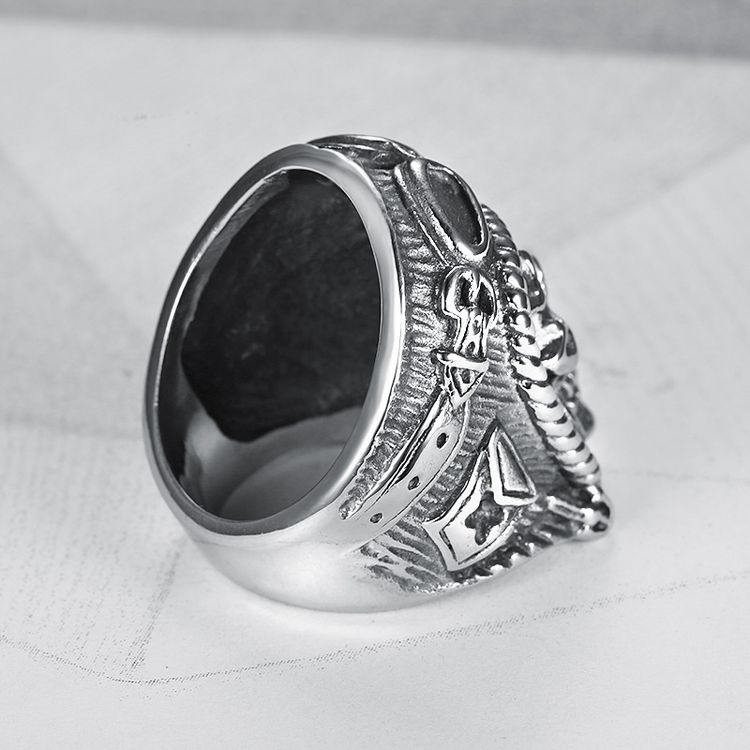 Vintage Pilot Skull Ring Titanium Steel Men's Ring | EaseWholesale 2 Vintage Pilot Skull Ring Titanium Steel Men's Ring | EaseWholesale 2