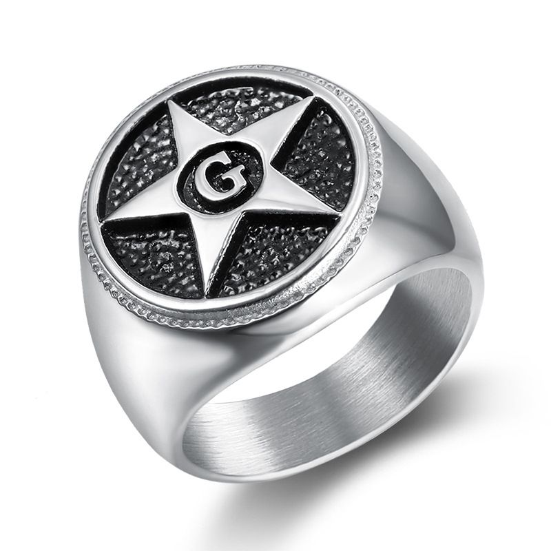 Vintage Titanium Steel Men's Shining Star Ring | EaseWholesale 0 Vintage Titanium Steel Men's Shining Star Ring | EaseWholesale 0