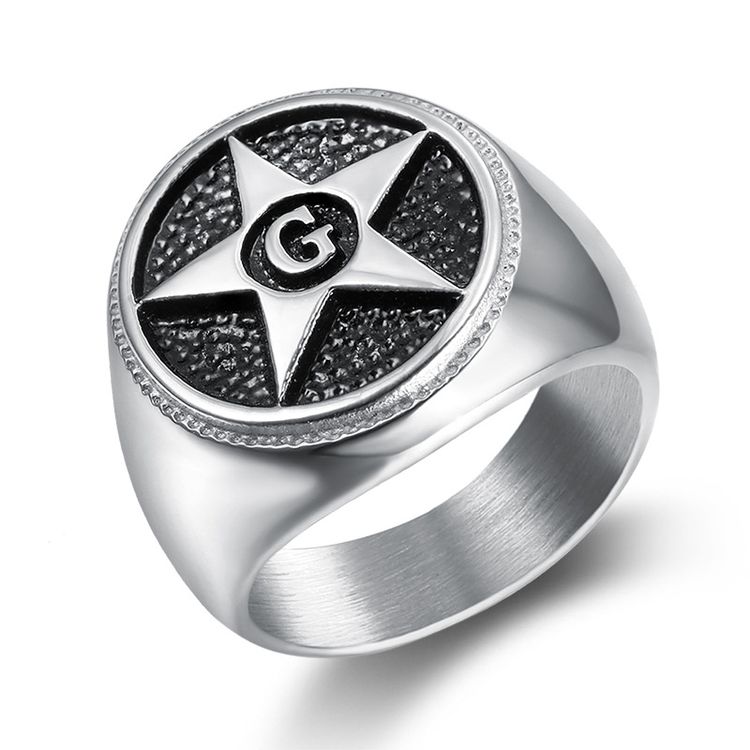 Vintage Titanium Steel Men's Shining Star Ring | EaseWholesale 0 Vintage Titanium Steel Men's Shining Star Ring | EaseWholesale 0