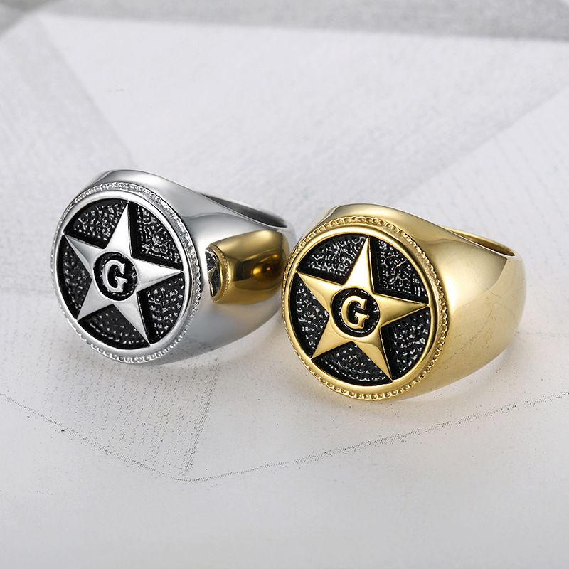 Vintage Titanium Steel Men's Shining Star Ring | EaseWholesale 2 Vintage Titanium Steel Men's Shining Star Ring | EaseWholesale 2