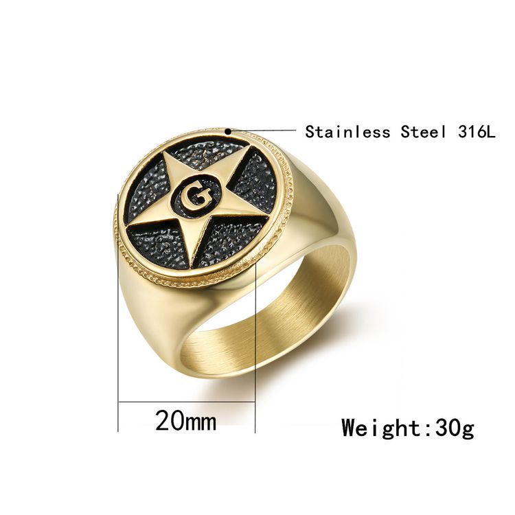 Vintage Titanium Steel Men's Shining Star Ring | EaseWholesale 3 Vintage Titanium Steel Men's Shining Star Ring | EaseWholesale 3