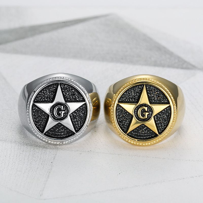 Vintage Titanium Steel Men's Shining Star Ring | EaseWholesale 4 Vintage Titanium Steel Men's Shining Star Ring | EaseWholesale 4