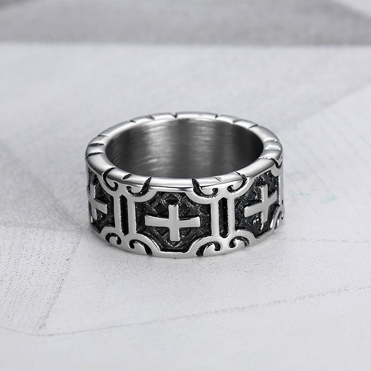 Retro Creative Cross Men's Stainless Steel Ring | EaseWholesale 1 Retro Creative Cross Men's Stainless Steel Ring | EaseWholesale 1