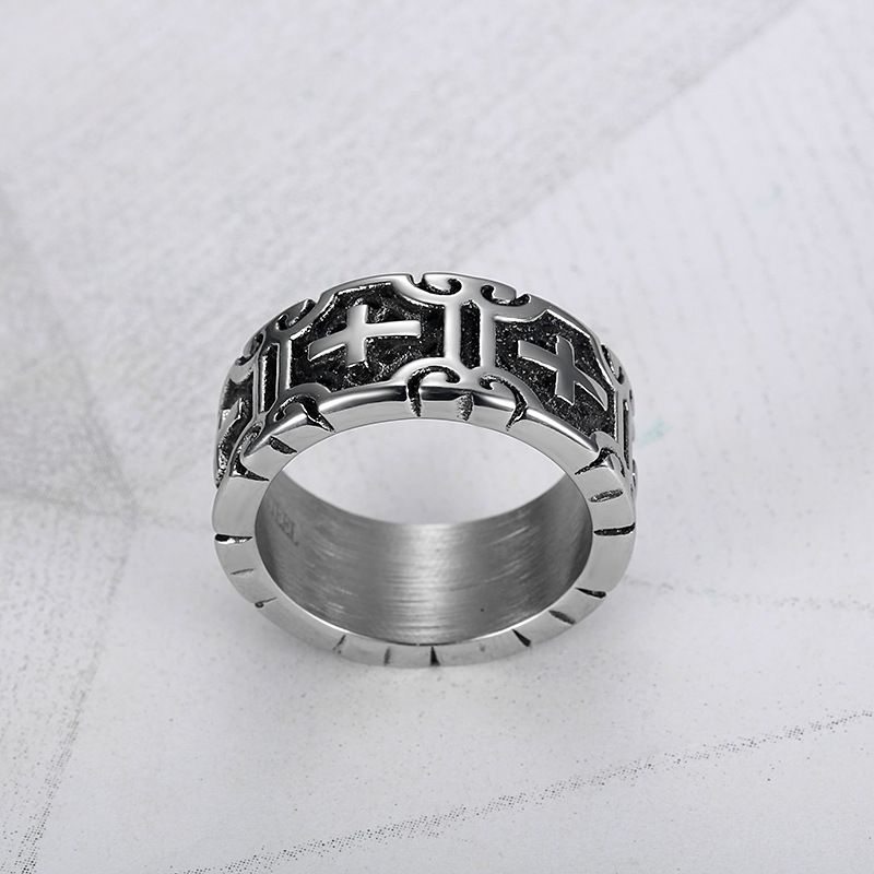 Retro Creative Cross Men's Stainless Steel Ring | EaseWholesale 2 Retro Creative Cross Men's Stainless Steel Ring | EaseWholesale 2