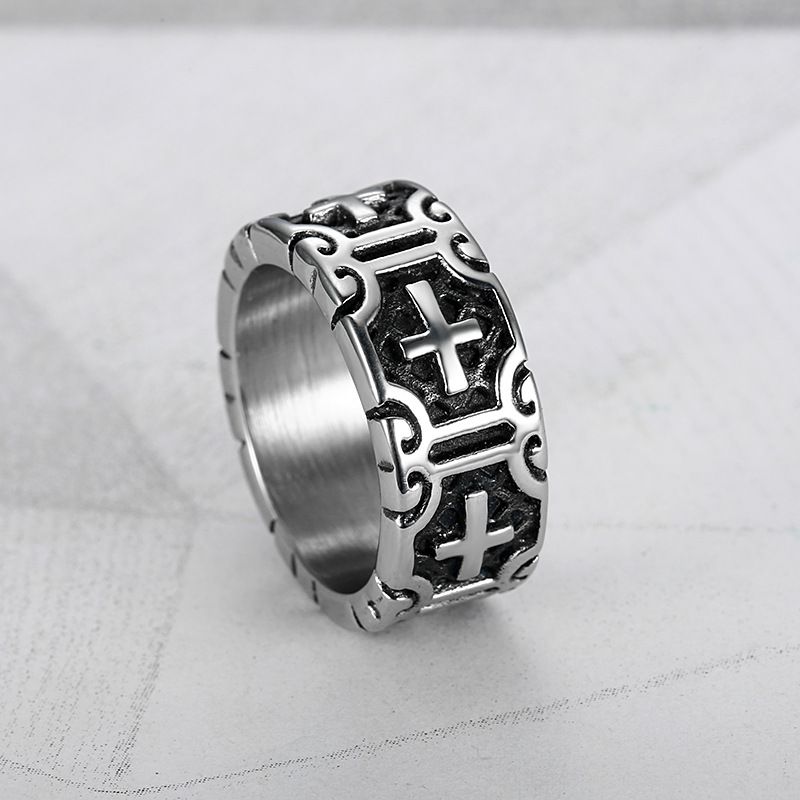 Retro Creative Cross Men's Stainless Steel Ring | EaseWholesale 3 Retro Creative Cross Men's Stainless Steel Ring | EaseWholesale 3