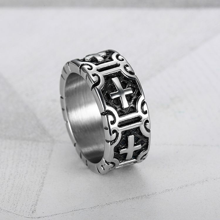 Retro Creative Cross Men's Stainless Steel Ring | EaseWholesale 3 Retro Creative Cross Men's Stainless Steel Ring | EaseWholesale 3