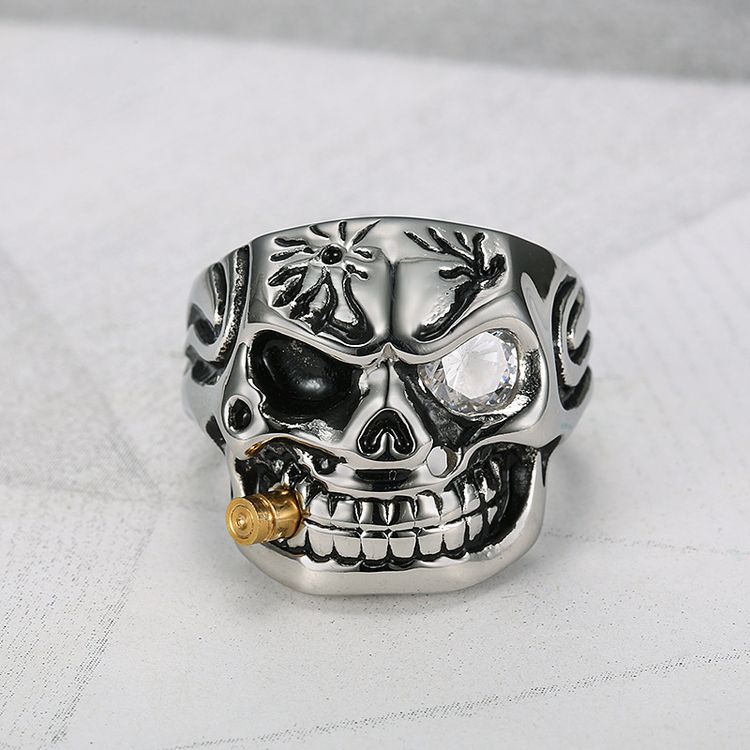Vintage Pipe Skull Engraved Men's Titanium Ring | EaseWholesale 1 Vintage Pipe Skull Engraved Men's Titanium Ring | EaseWholesale 1