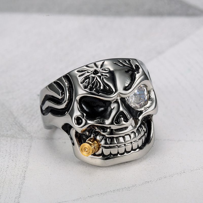 Vintage Pipe Skull Engraved Men's Titanium Ring | EaseWholesale 2 Vintage Pipe Skull Engraved Men's Titanium Ring | EaseWholesale 2