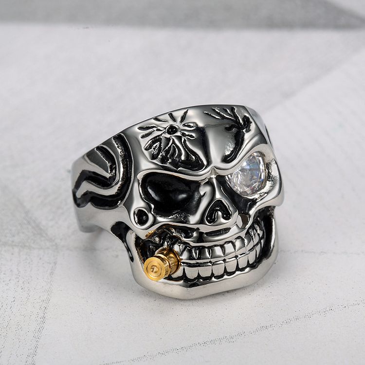 Vintage Pipe Skull Engraved Men's Titanium Ring | EaseWholesale 2 Vintage Pipe Skull Engraved Men's Titanium Ring | EaseWholesale 2