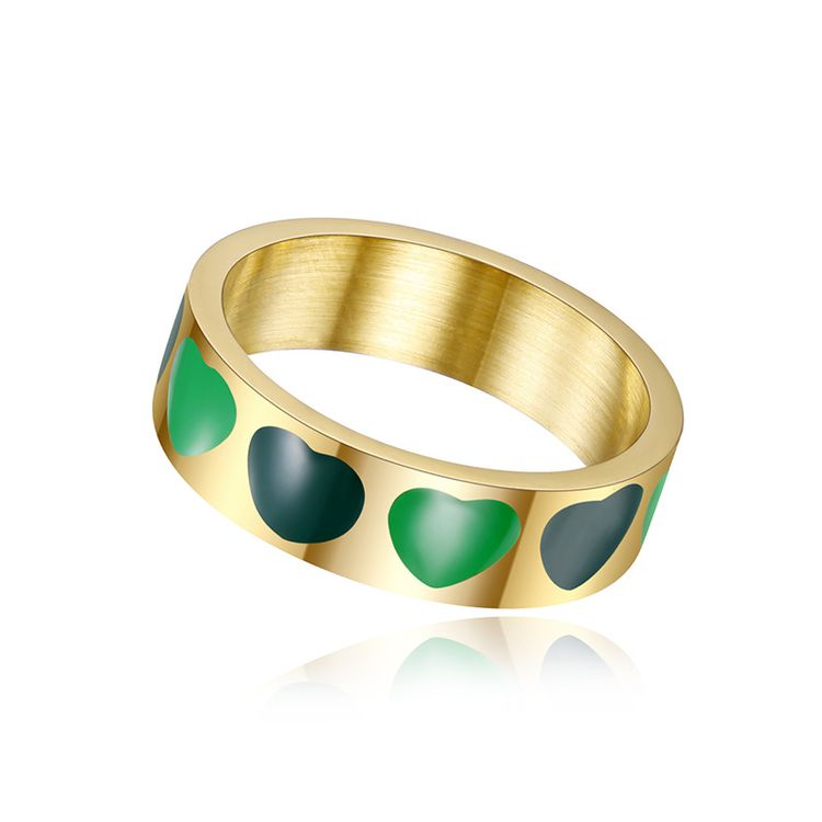 Fashion love heart drops female stainless steel ring | EaseWholesale