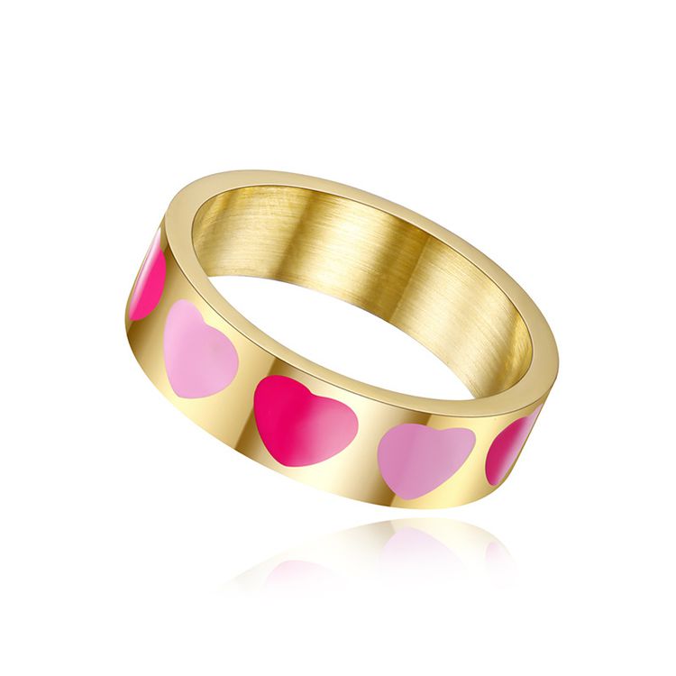 Fashion love heart drops female stainless steel ring | EaseWholesale