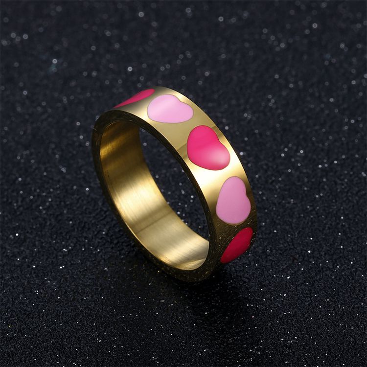 Fashion love heart drops female stainless steel ring | EaseWholesale 3