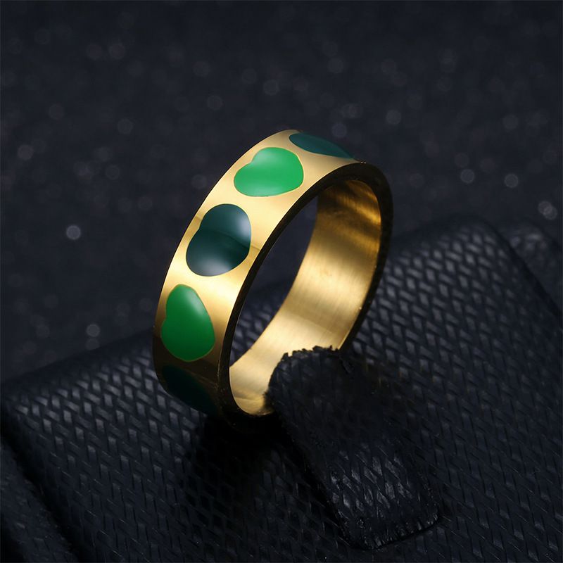 Fashion love heart drops female stainless steel ring | EaseWholesale 5