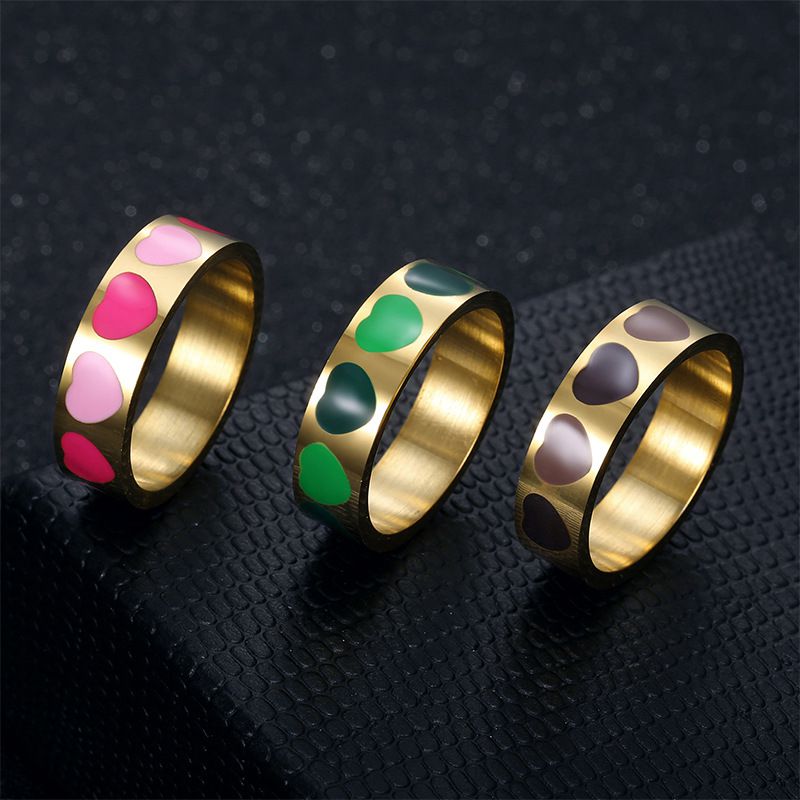 Fashion love heart drops female stainless steel ring | EaseWholesale 6