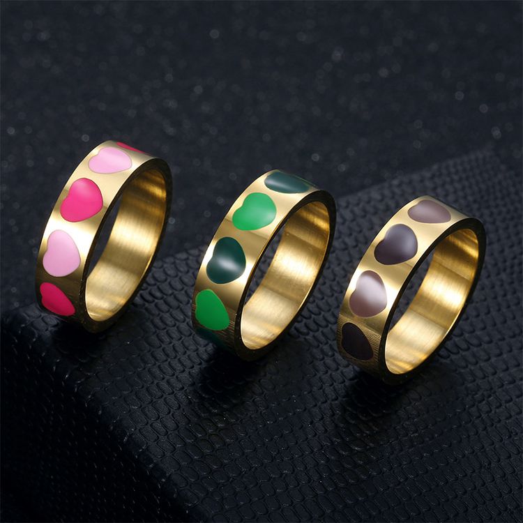 Fashion love heart drops female stainless steel ring | EaseWholesale 6