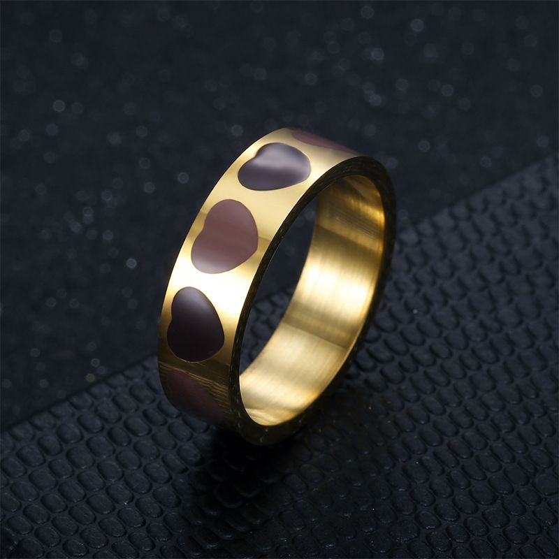 Fashion love heart drops female stainless steel ring | EaseWholesale 7