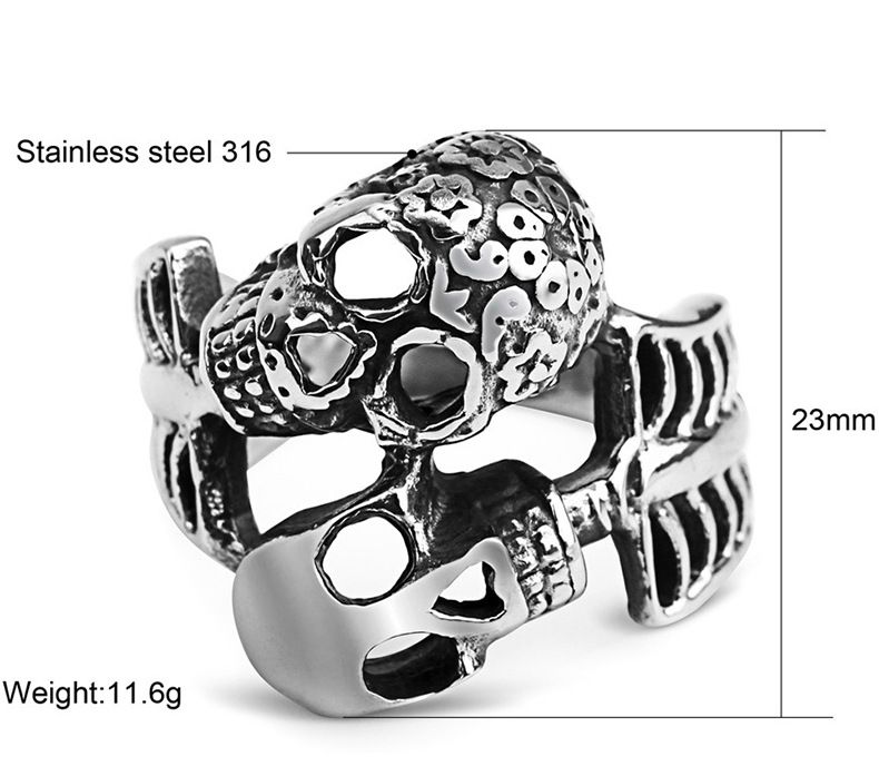 Punk Skull Vintage Men's Titanium Steel Ring | EaseWholesale 3 Punk Skull Vintage Men's Titanium Steel Ring | EaseWholesale 3