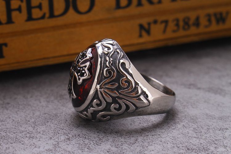 Stainless Steel Drip Red Cross Men's Titanium Rings | EaseWholesale 4 Stainless Steel Drip Red Cross Men's Titanium Rings | EaseWholesale 4