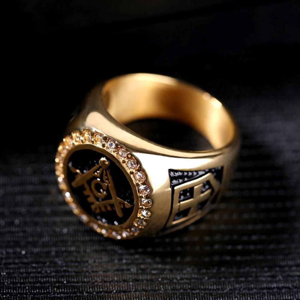 Vintage Titanium Stainless Steel Gold Rhinestone Cross Men's Ring | EaseWholesale 4 Vintage Titanium Stainless Steel Gold Rhinestone Cross Men's Ring | EaseWholesale 4