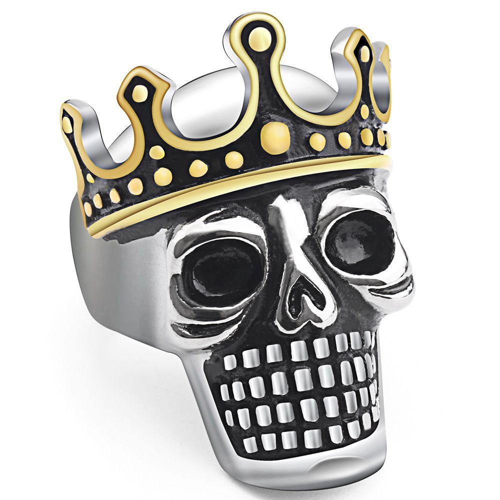 Retro Punk Crown Skull Wholesale Titanium Men's Ring | EaseWholesale 0