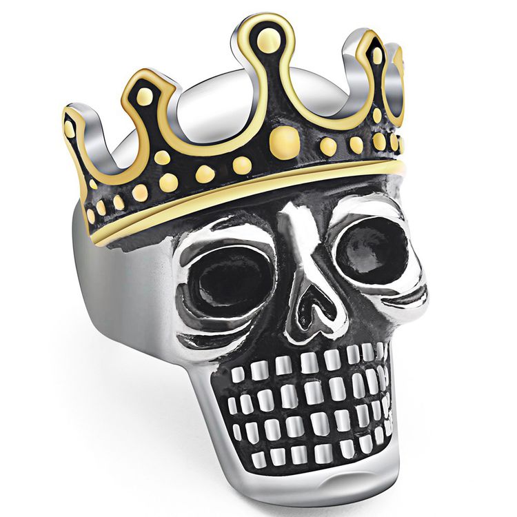 Retro Punk Crown Skull Wholesale Titanium Men's Ring | EaseWholesale