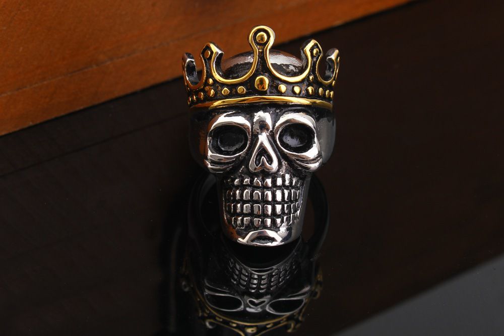 Retro Punk Crown Skull Wholesale Titanium Men's Ring | EaseWholesale 2