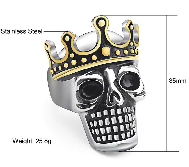 Retro Punk Crown Skull Wholesale Titanium Men's Ring | EaseWholesale 3