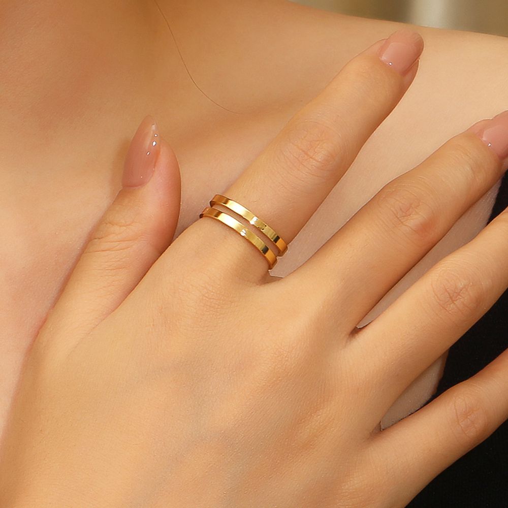Adjustable Love Hollow Stainless Steel 18K Gold Women's Ring Wholesale  | EaseWholesale 1
