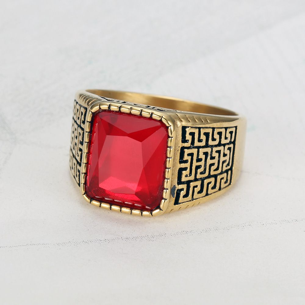 New Hip Hop Men's Square Gemstone Titanium Ring Birthday Gift | EaseWholesale 1 New Hip Hop Men's Square Gemstone Titanium Ring Birthday Gift | EaseWholesale 1