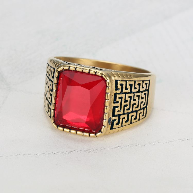 New Hip Hop Men's Square Gemstone Titanium Ring Birthday Gift | EaseWholesale 1 New Hip Hop Men's Square Gemstone Titanium Ring Birthday Gift | EaseWholesale 1