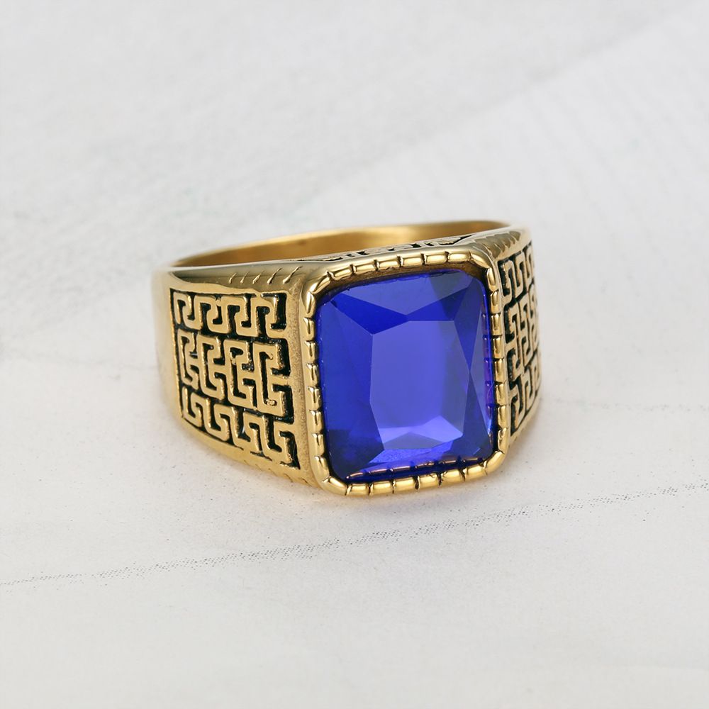 New Hip Hop Men's Square Gemstone Titanium Ring Birthday Gift | EaseWholesale 2 New Hip Hop Men's Square Gemstone Titanium Ring Birthday Gift | EaseWholesale 2