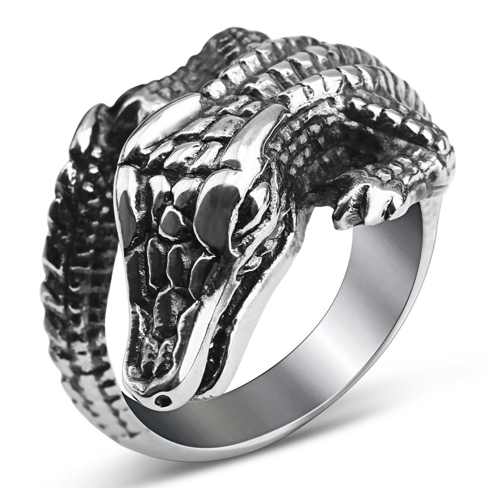 Titanium Cast Crocodile Men's Stainless Steel Ring | EaseWholesale 0 Titanium Cast Crocodile Men's Stainless Steel Ring | EaseWholesale 0