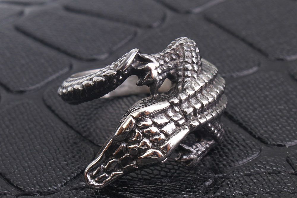 Titanium Cast Crocodile Men's Stainless Steel Ring | EaseWholesale 1 Titanium Cast Crocodile Men's Stainless Steel Ring | EaseWholesale 1