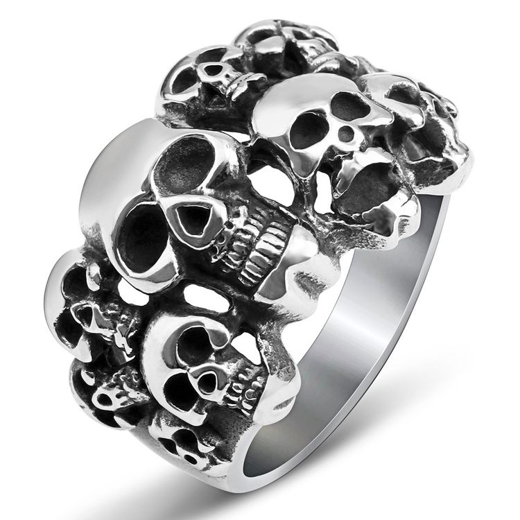 Bully Punk Titanium Skull Bones Wholesale Men's Ghost Ring | EaseWholesale 0 Bully Punk Titanium Skull Bones Wholesale Men's Ghost Ring | EaseWholesale 0