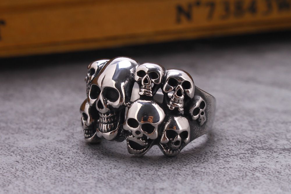 Bully Punk Titanium Skull Bones Wholesale Men's Ghost Ring | EaseWholesale 1 Bully Punk Titanium Skull Bones Wholesale Men's Ghost Ring | EaseWholesale 1