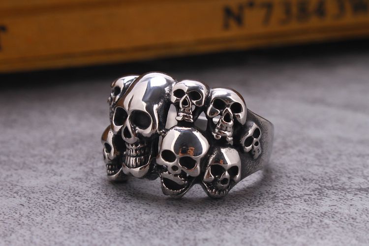 Bully Punk Titanium Skull Bones Wholesale Men's Ghost Ring | EaseWholesale 1 Bully Punk Titanium Skull Bones Wholesale Men's Ghost Ring | EaseWholesale 1